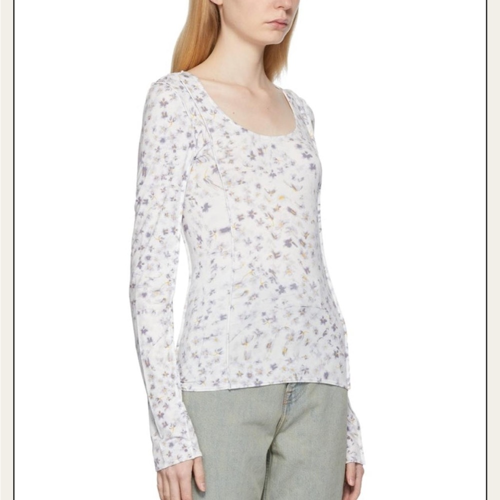 Acne White Floral Long Sleeve Top